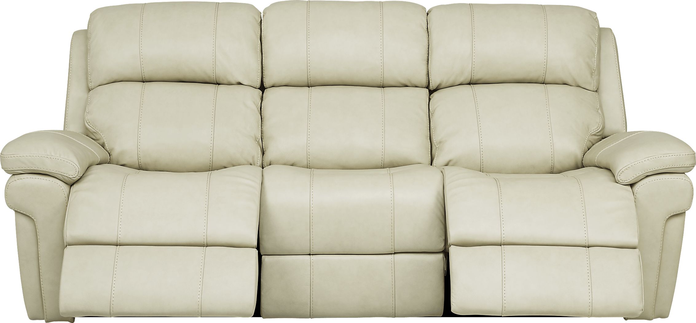 Rooms To Go Trevino Place Cream Leather Dual Power Reclining Sofa